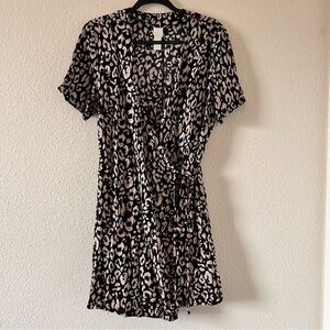 H&M Cheetah True Wrap Dress Women Size Large